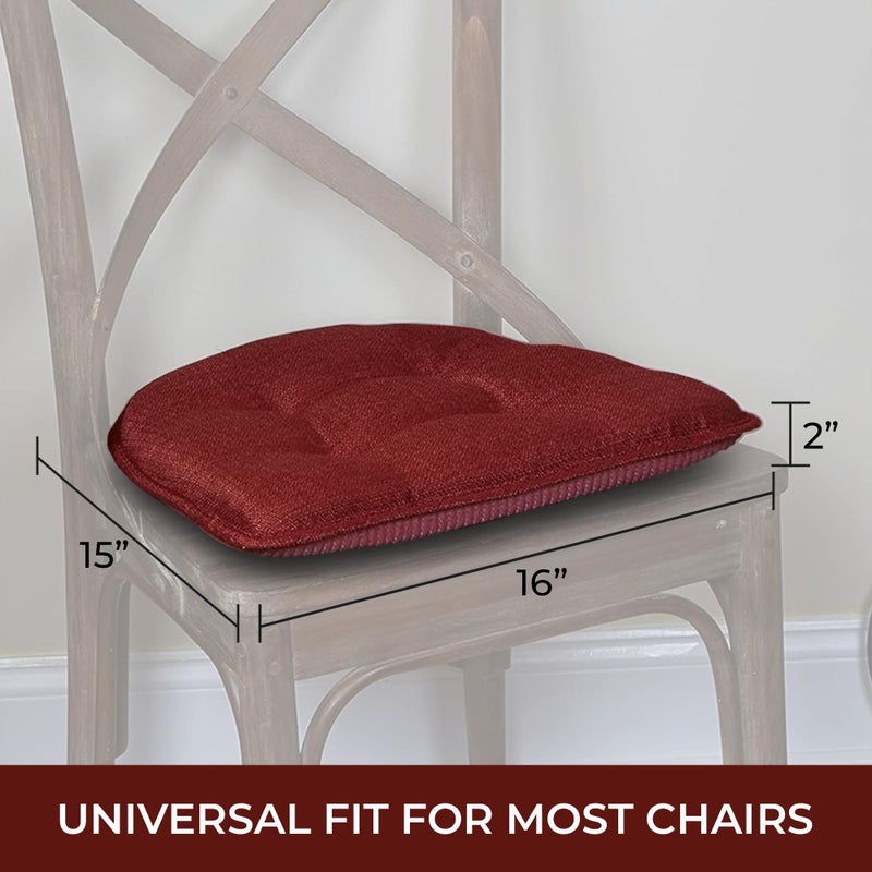 Klear Vu Omega Non-Slip Chair Cushions, Assembled in USA, U-Shaped Skid-Proof Seat Pads for Dining Room, Kitchen, Office, 15"x16", Solid Flame Red, 4 Pack - Image 4